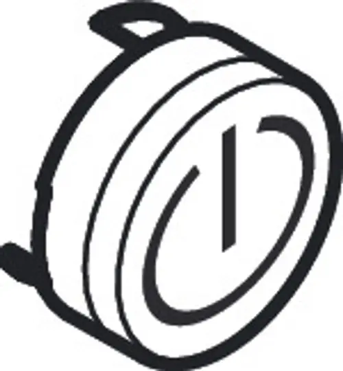 Schwarzes Druckknopf-Symbol mit ON/OFF-Design, gestaltet von Hansgrohe, zeigt eine klare Darstellung des Schaltstatus in einer minimalistischen Form.